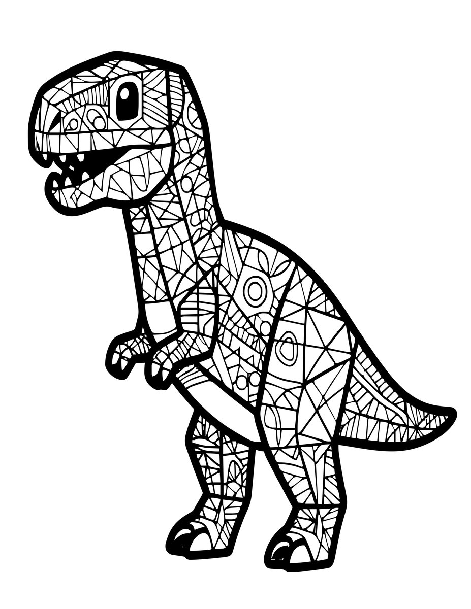 Origami Dinosaur - free printable coloring page