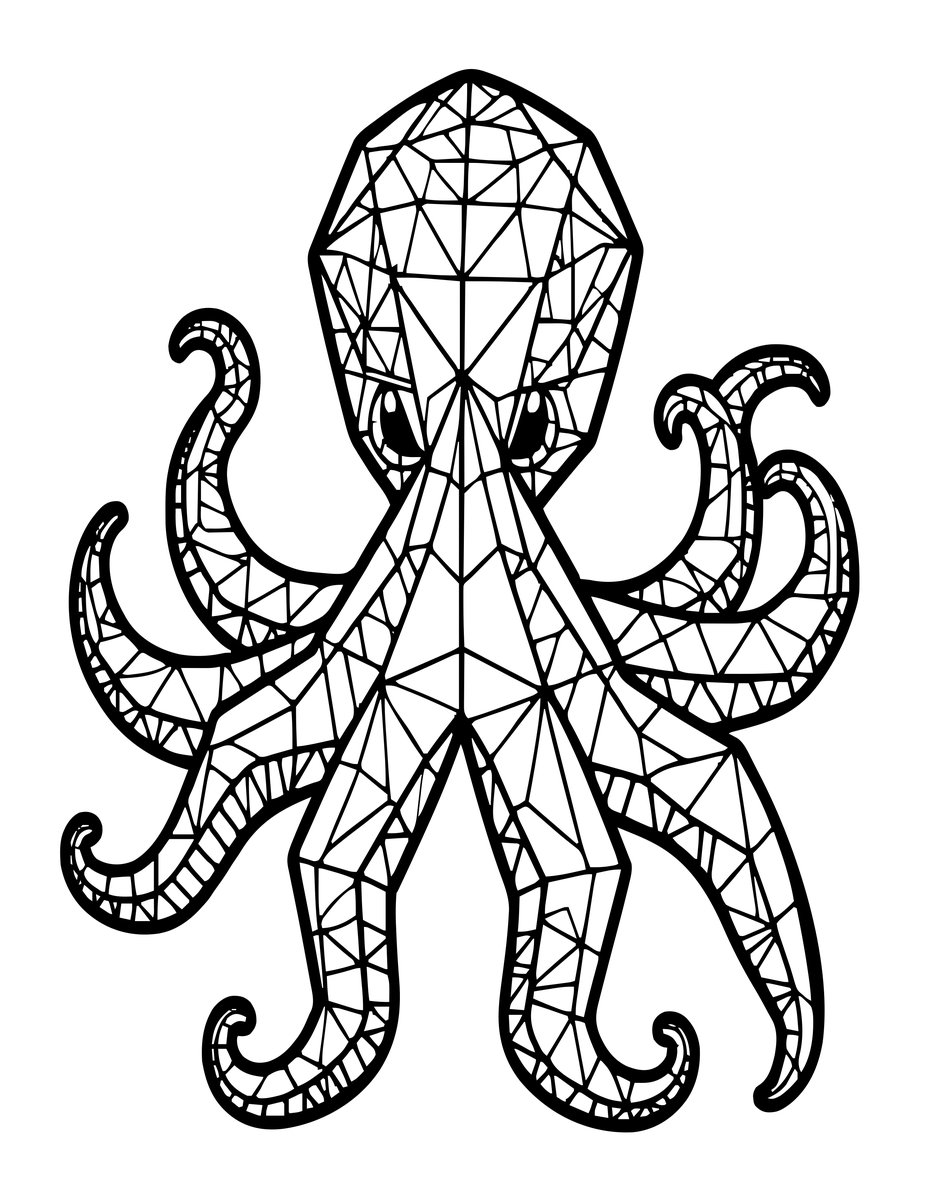 Origami Octopus - free printable coloring page