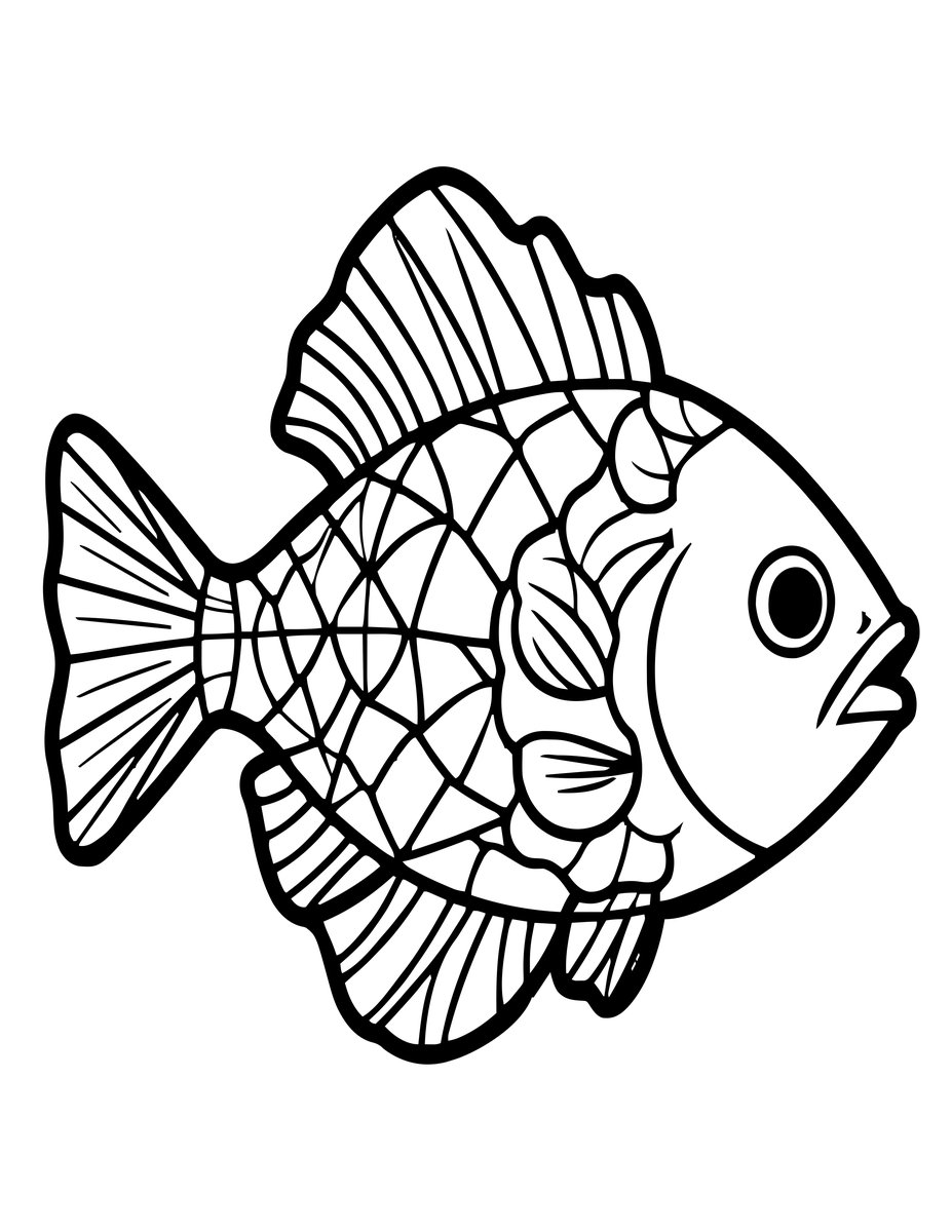 Origami Fish - free printable coloring page