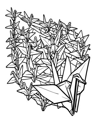 Thousand Cranes - Free printable coloring page