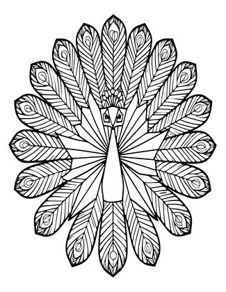 Origami Peacock - Free printable coloring page