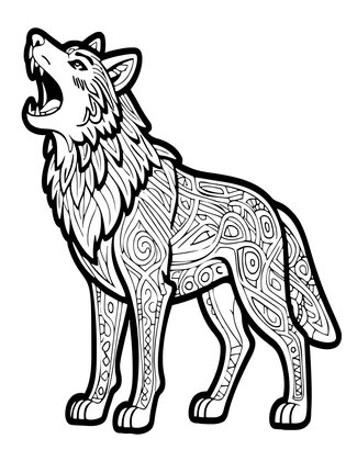 Origami Wolf - Free printable coloring page