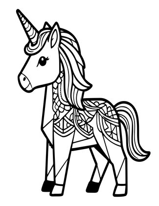 Origami Unicorn - Free printable coloring page