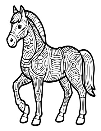 Origami Horse - Free printable coloring page