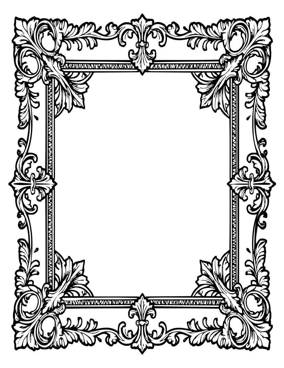Baroque Gold Frame - free printable coloring page