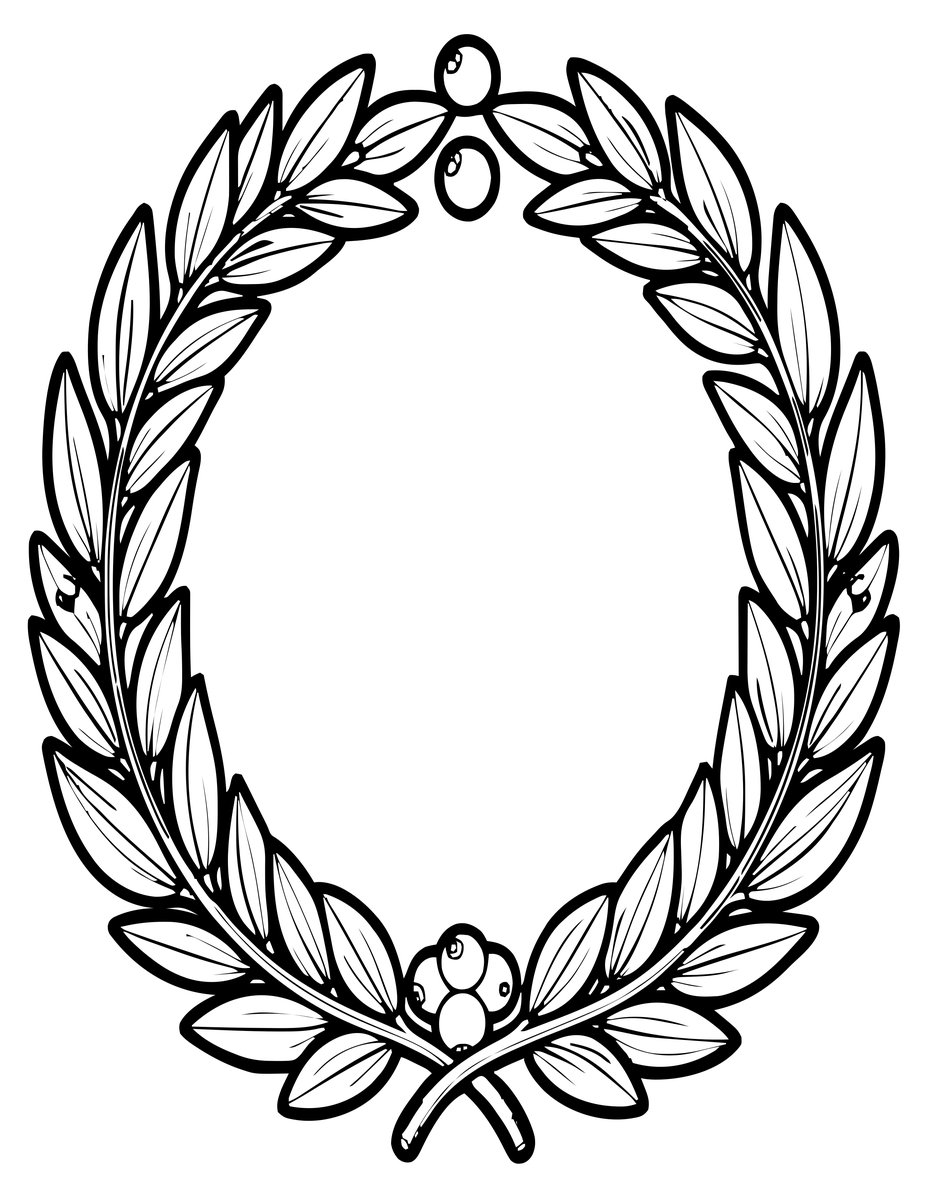 Laurel Wreath Frame - free printable coloring page