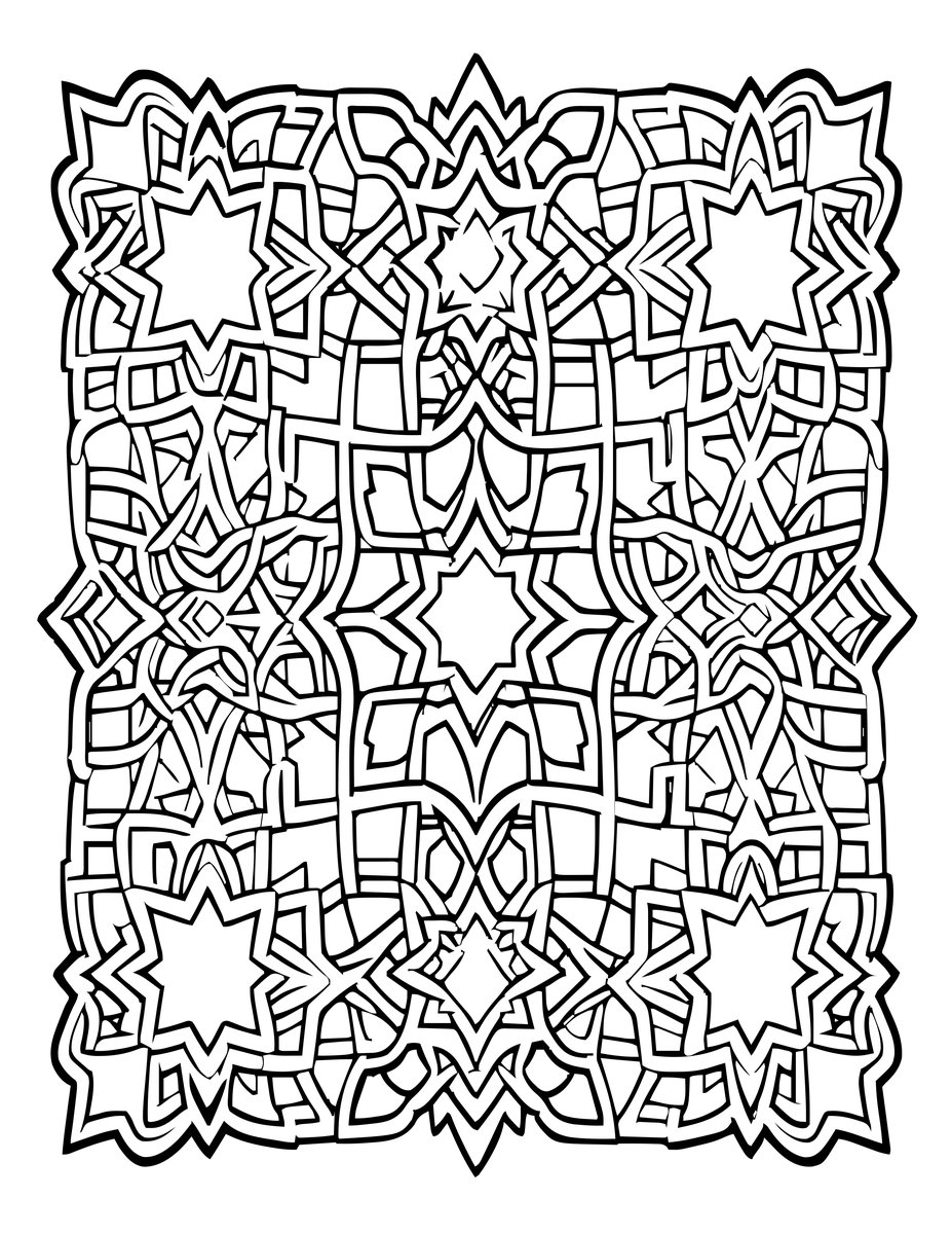 Islamic Geometric Border - free printable coloring page