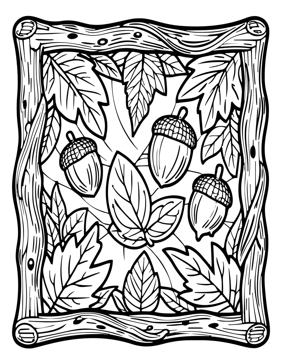 Rustic Twig Frame - free printable coloring page