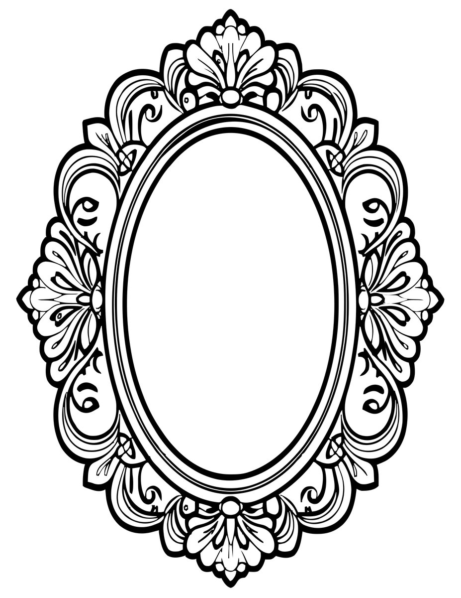 Rococo Oval Frame - free printable coloring page