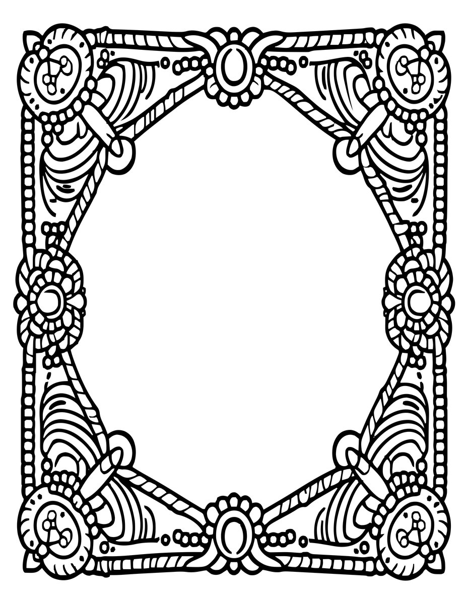 Bead and Rope Frame - free printable coloring page