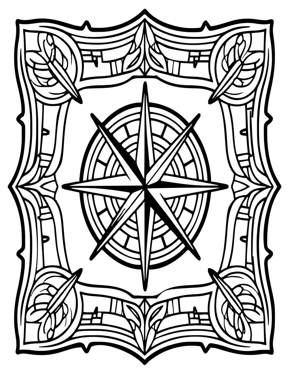 Antique Map Frame - free printable coloring page