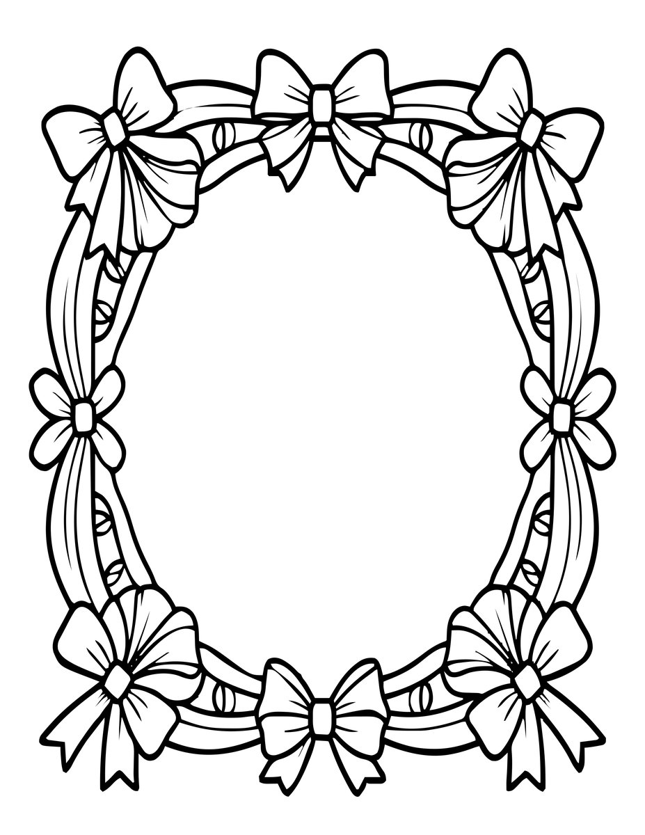 Ribbon and Bow Frame - free printable coloring page