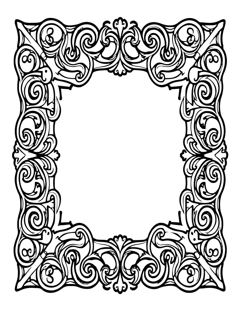 Victorian Filigree Frame - free printable coloring page