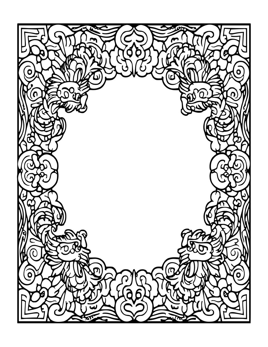 Chinese Border - free printable coloring page