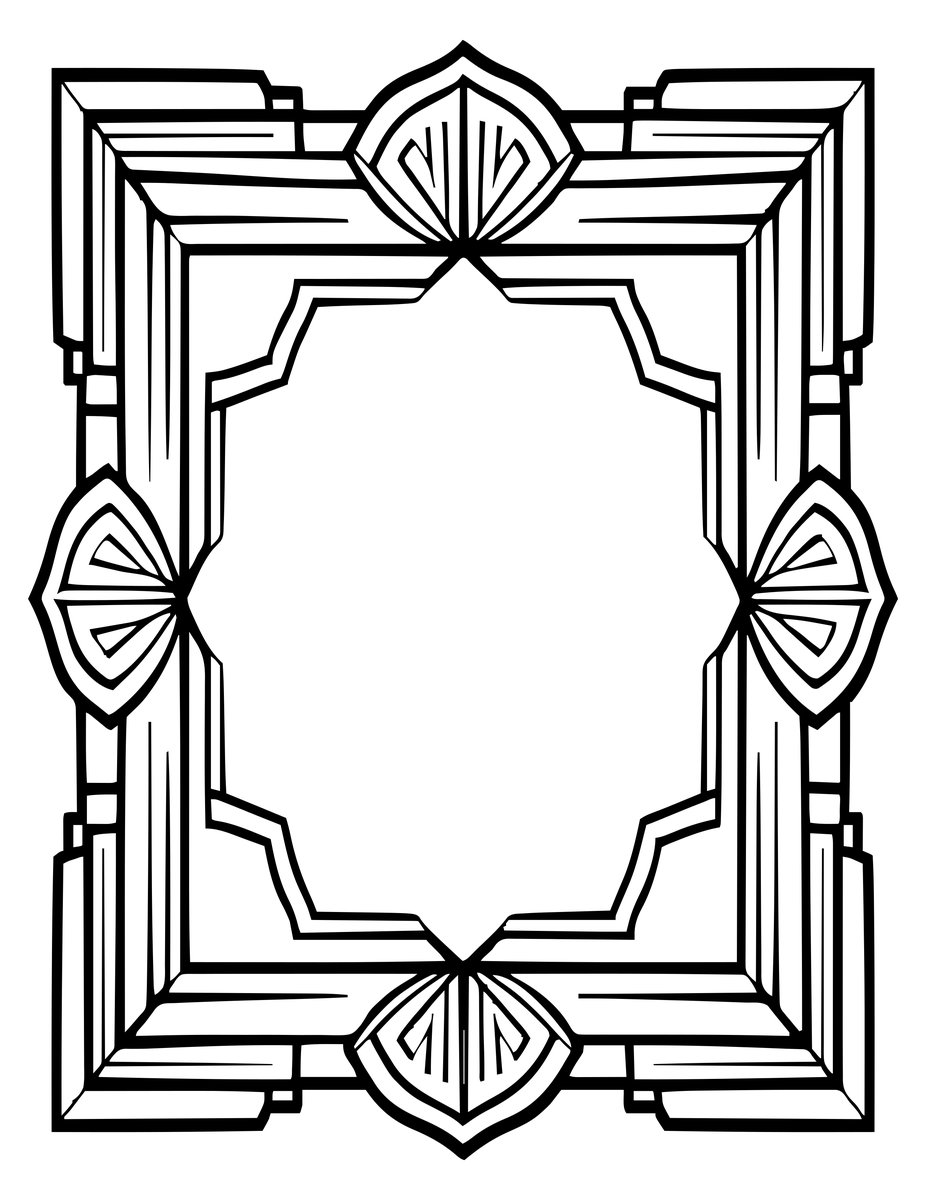 Geometric Art Deco Frame - free printable coloring page