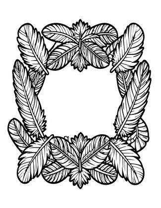 Feather Frame - Free printable coloring page