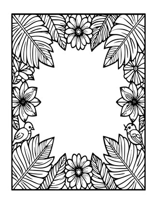 Tropical Border - Free printable coloring page