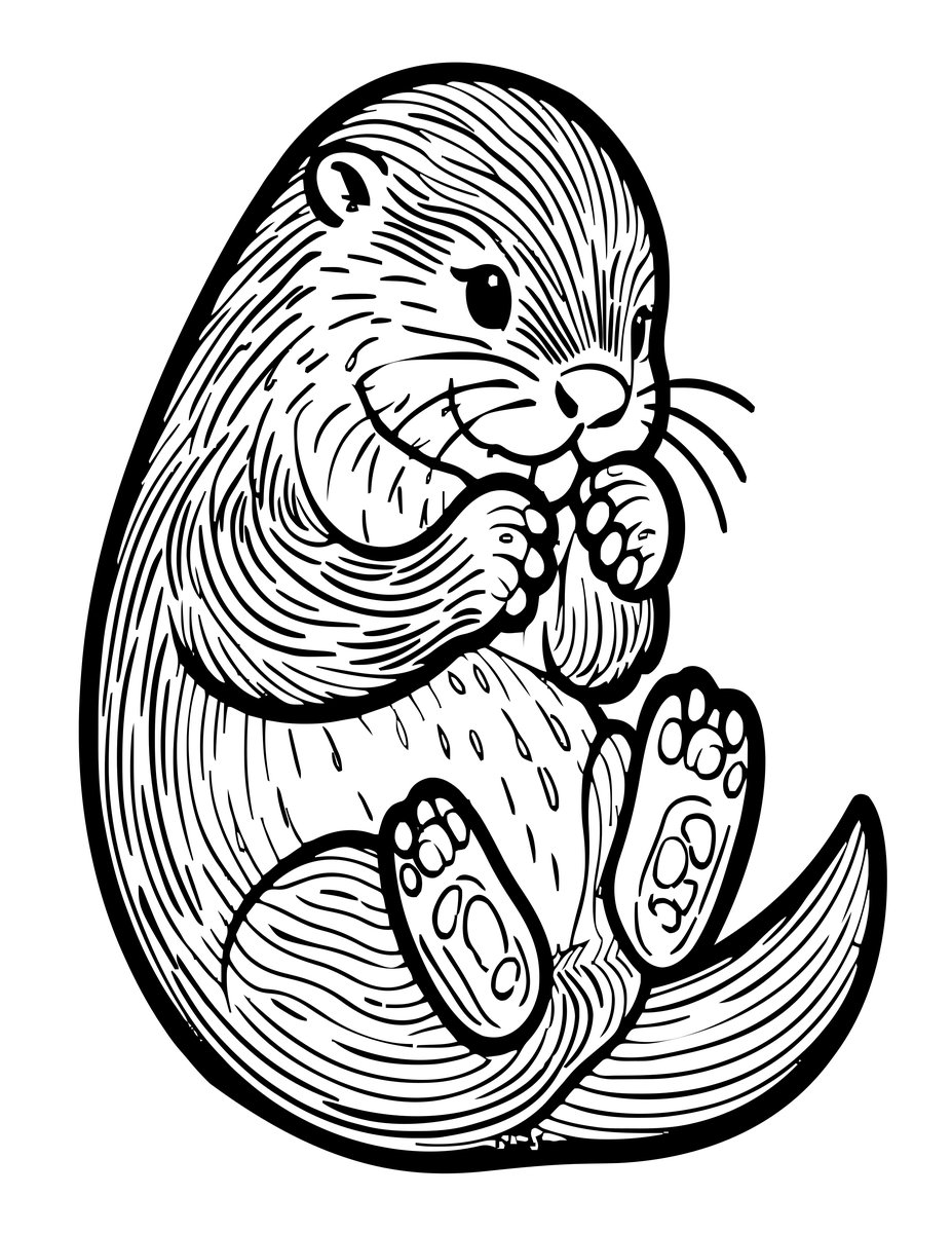 Otter Grooming - free printable coloring page