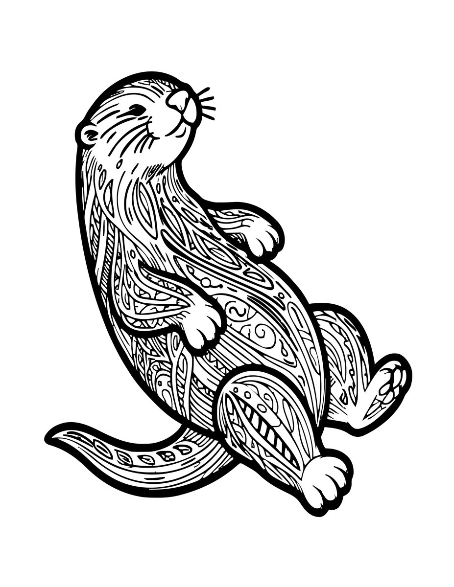 Otter Looking Up - free printable coloring page