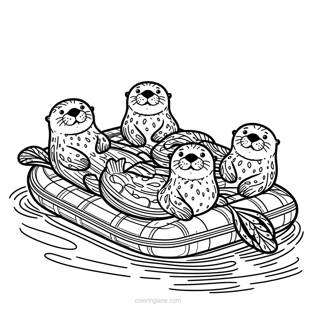 Otter Pod - free printable coloring page