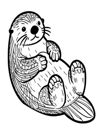 Sea Otter Floating - Free printable coloring page