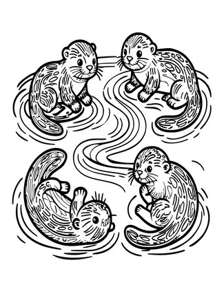 Otter Playing - Free printable coloring page