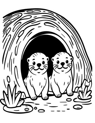 Otter Cubs - Free printable coloring page