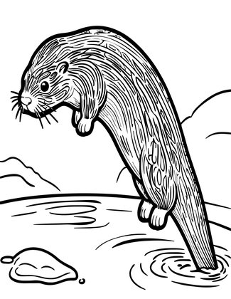 Otter Diving - Free printable coloring page