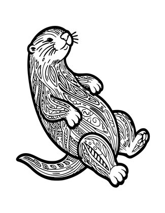 Otter Looking Up - Free printable coloring page