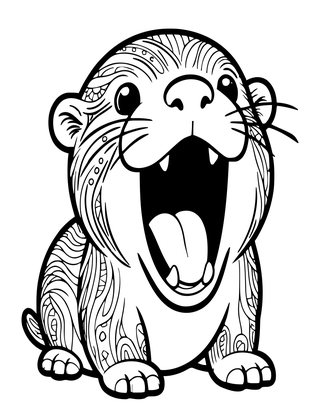 Otter Yawning - Free printable coloring page