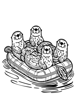 Otter Pod - Free printable coloring page