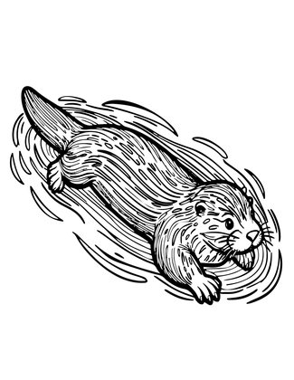 River Otter Swimming - Free printable coloring page