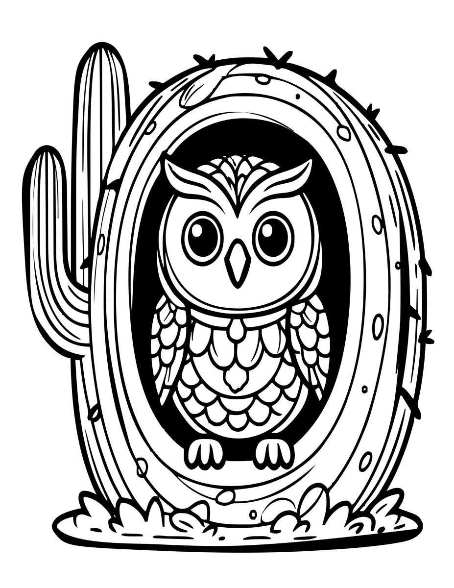 Elf Owl - free printable coloring page