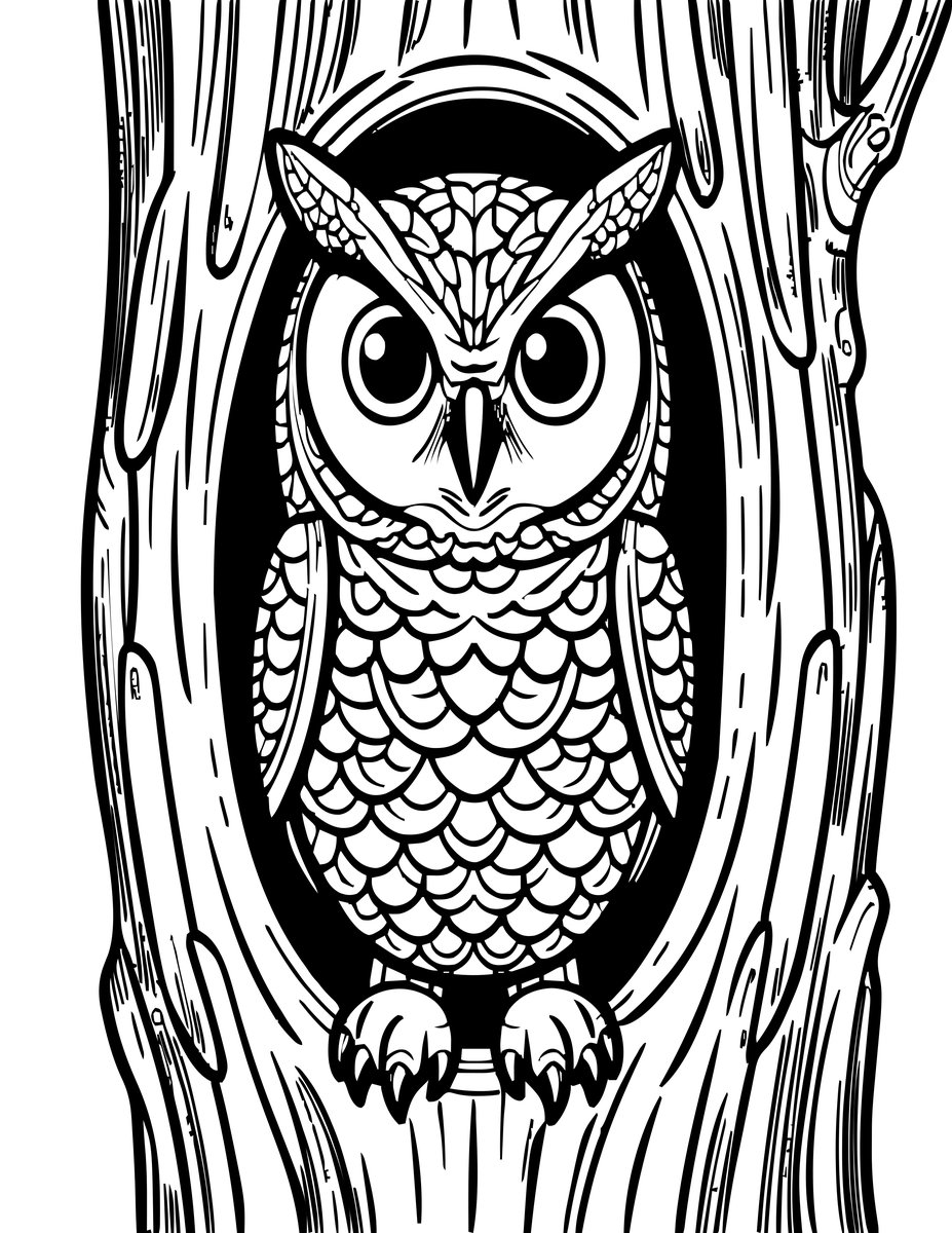 Screech Owl - free printable coloring page