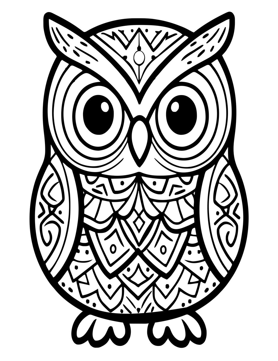 Decorative Owl - free printable coloring page