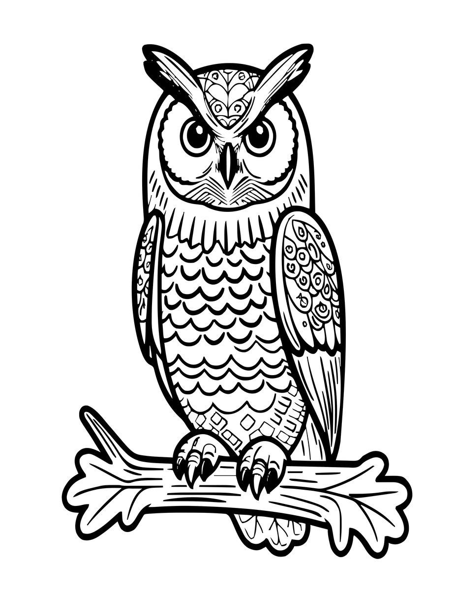 Great Horned Owl - free printable coloring page