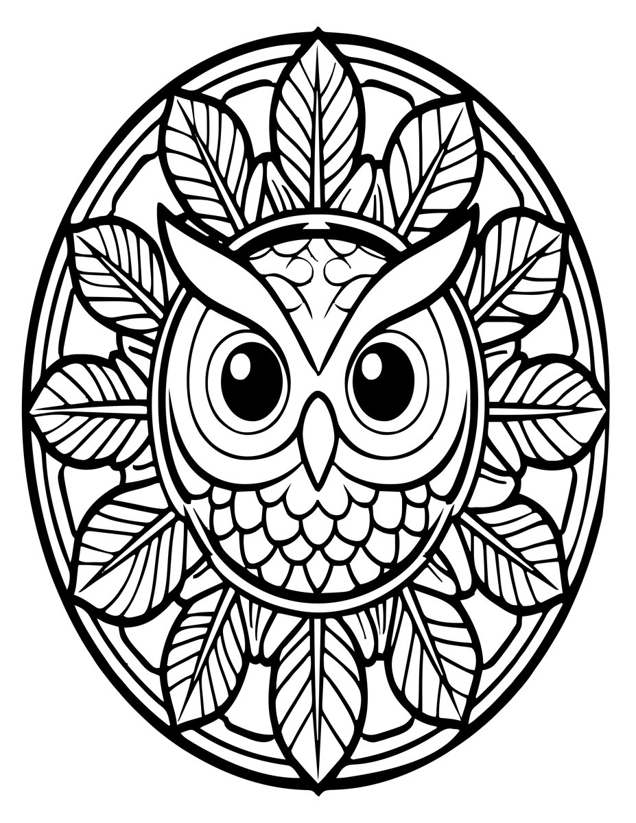 Owl Mandala - free printable coloring page