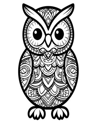 Owl Zentangle - Free printable coloring page