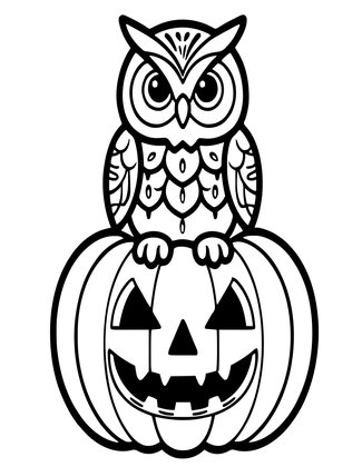Owl and Pumpkin - Free printable coloring page
