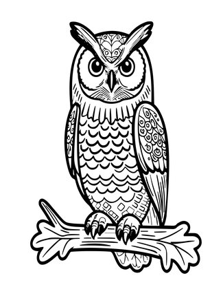 Great Horned Owl - Free printable coloring page