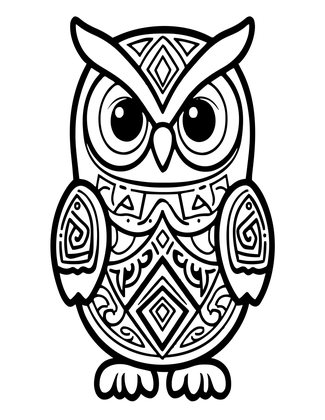 Tribal Owl - Free printable coloring page