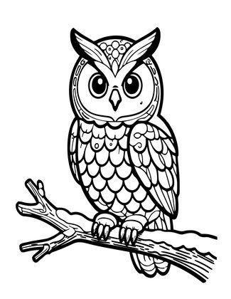 Owl in Snowfall - Free printable coloring page