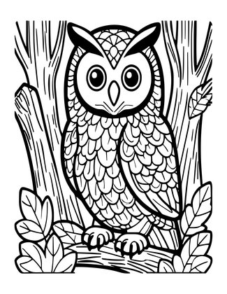 Woodland Owl - Free printable coloring page
