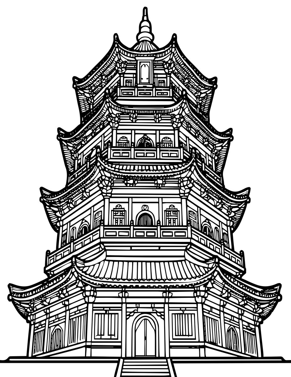 Pagoda Ceiling - free printable coloring page