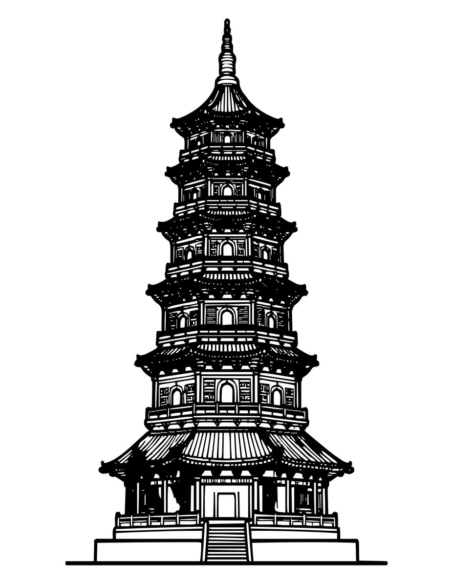 Iron Pagoda - free printable coloring page