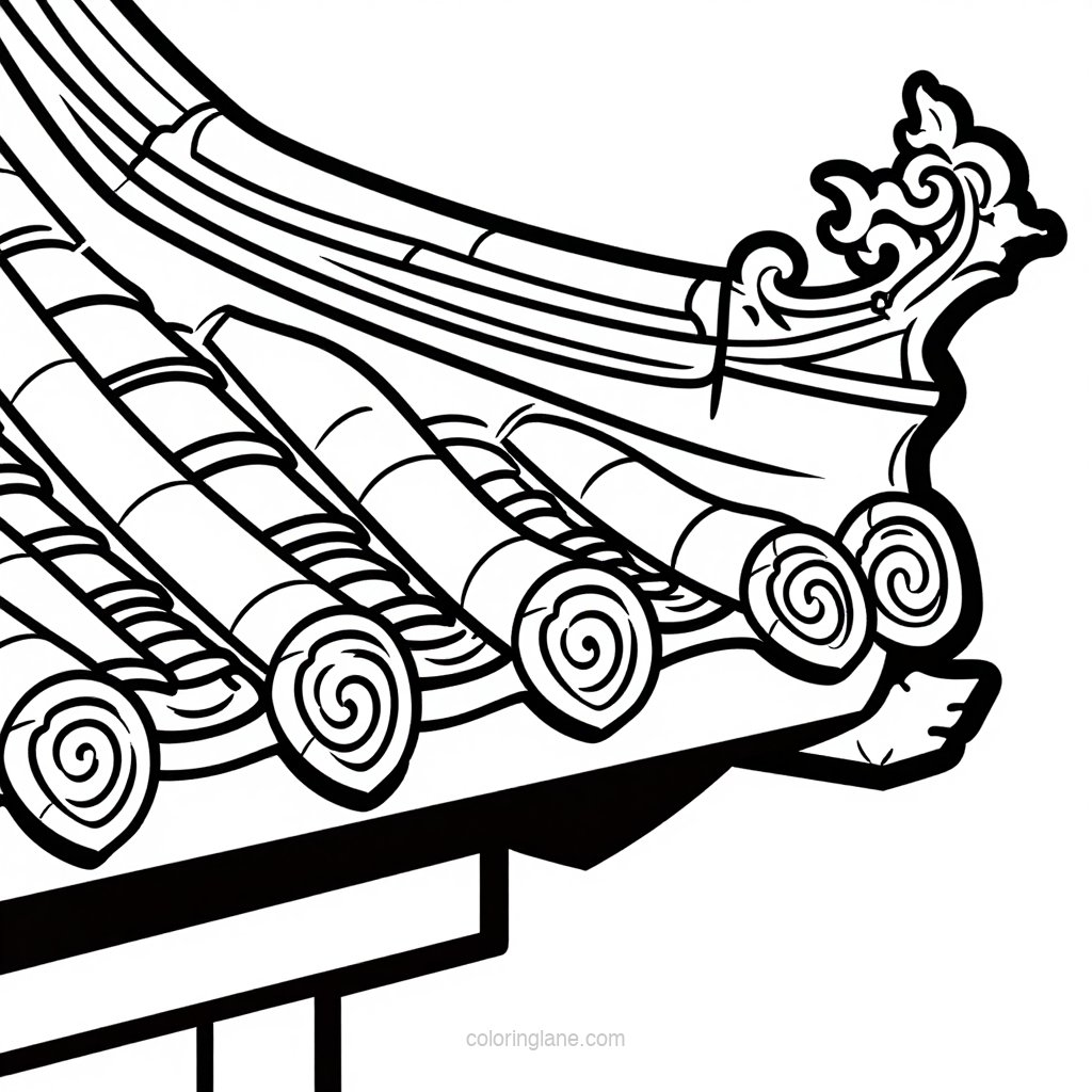 Pagoda at Night - free printable coloring page