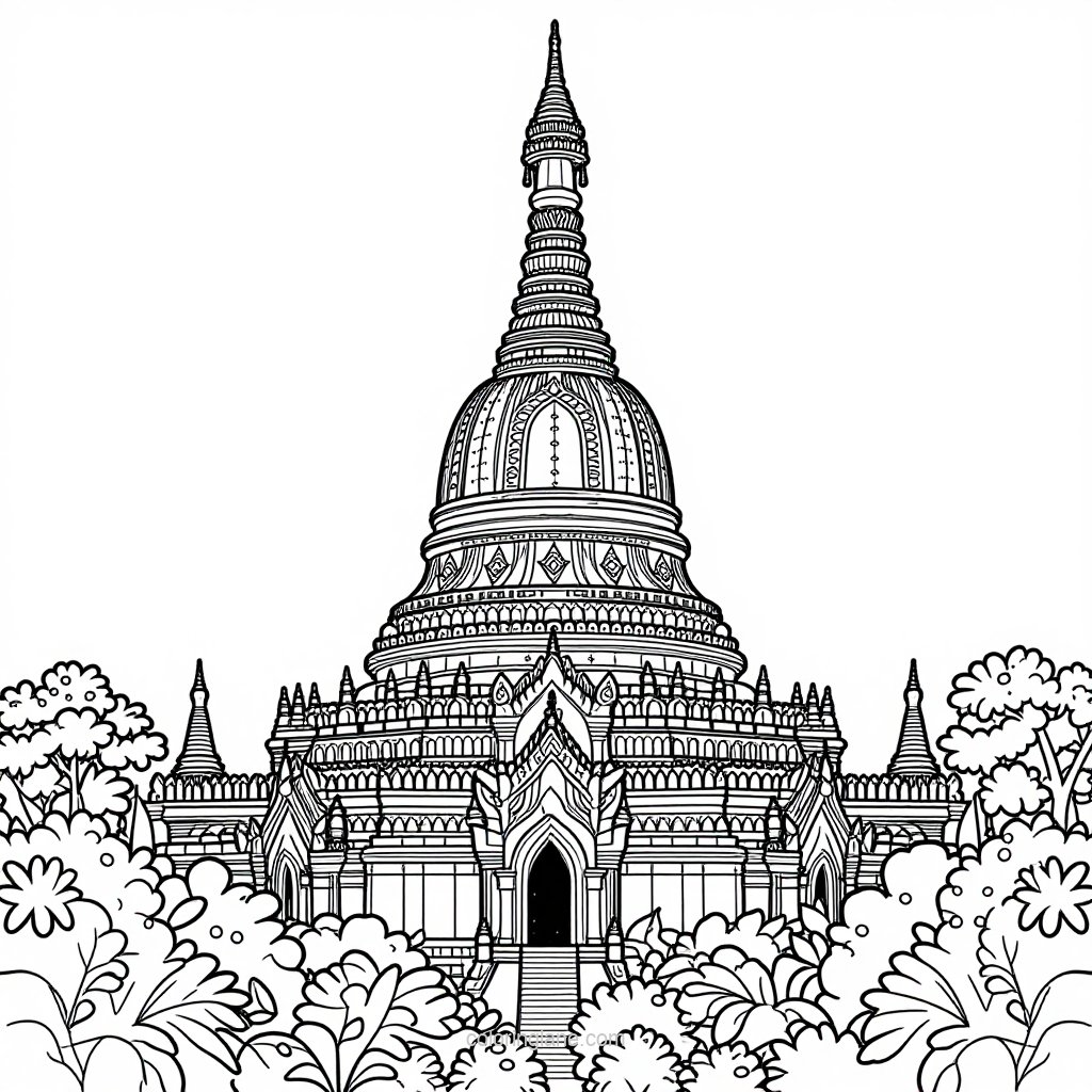 Tiered Roof Detail - free printable coloring page