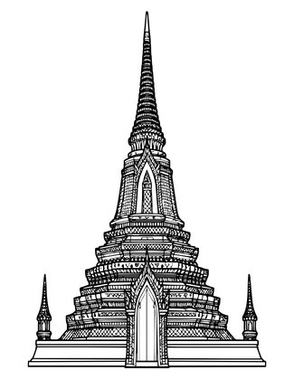 Thai Chedi - Free printable coloring page