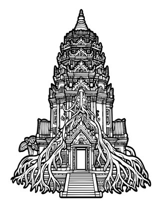 Ruined Pagoda - Free printable coloring page