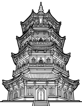 Pagoda Ceiling - Free printable coloring page